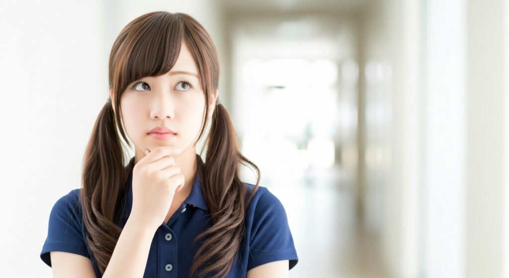 考えている女性の介護職員