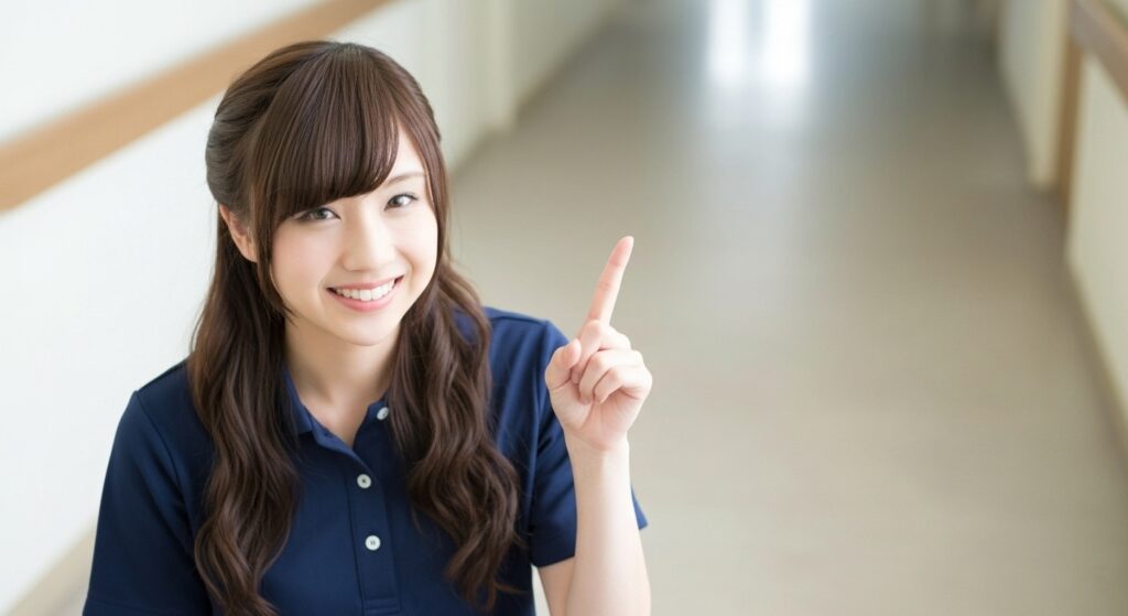 解説をしている女性介護士