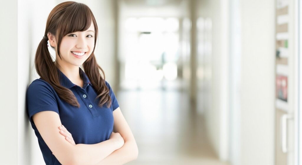 腕を組んでいる女性の介護士