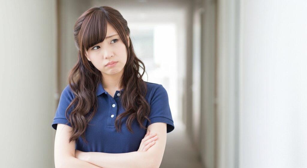 じれったい気持ちで苛立っている女性の介護士