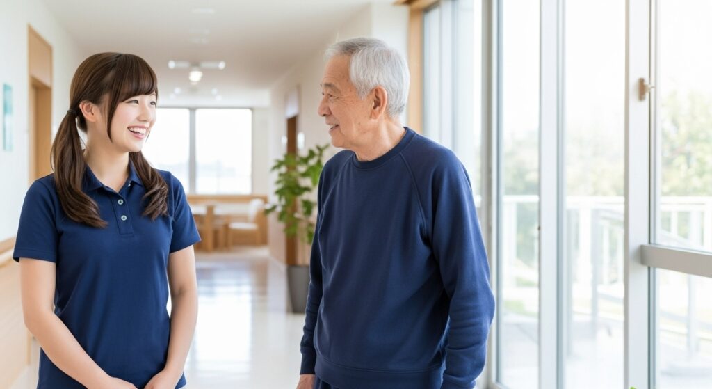 女性職員と男性高齢者
