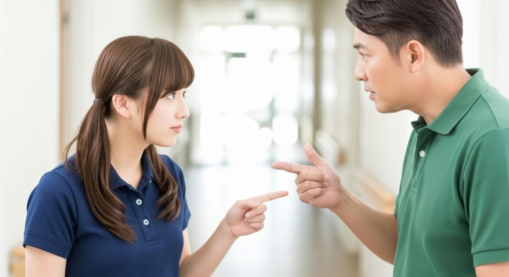 男性介護職員と女性介護職員の画像