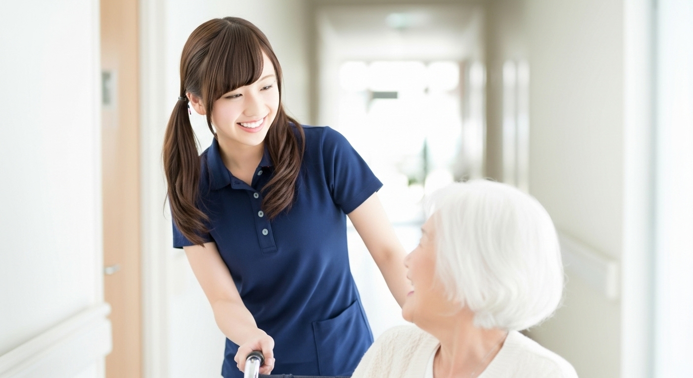 入居者と女性介護職員
