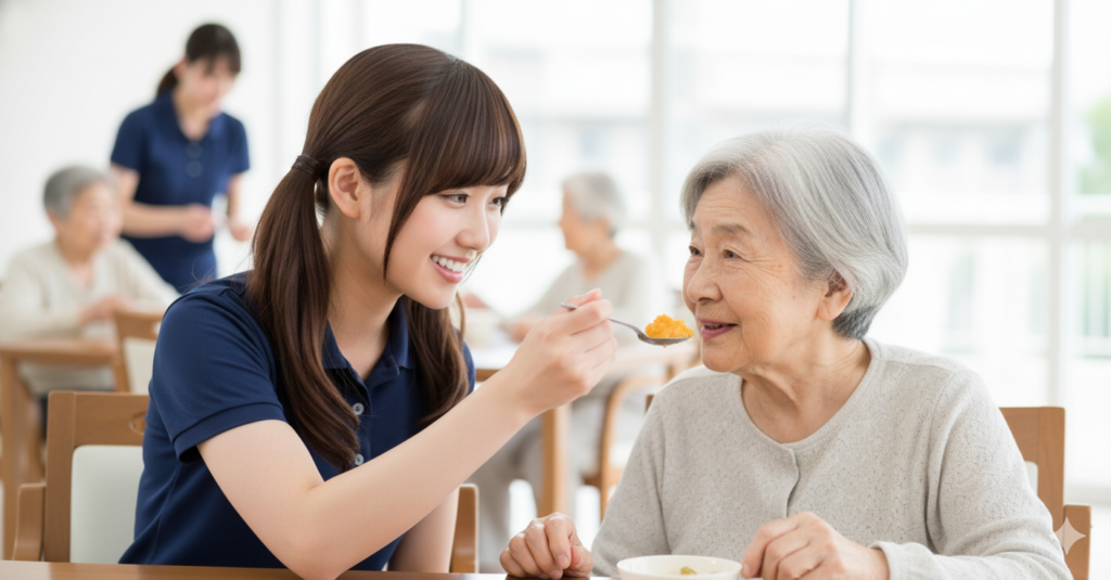 入居者と女性介護職員
