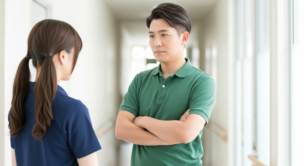 男性介護職員と女性介護職員の画像