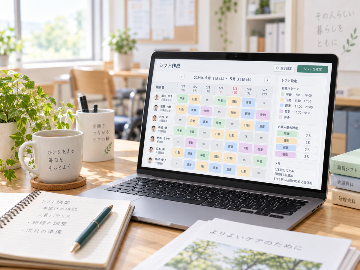 シフト作成を支援する利用場面の紹介用イメージ（実際の操作画面ではありません）
