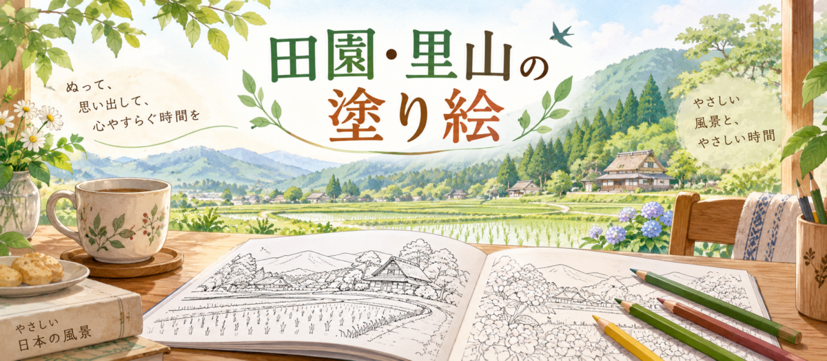 田園・里山の塗り絵ページの案内バナー