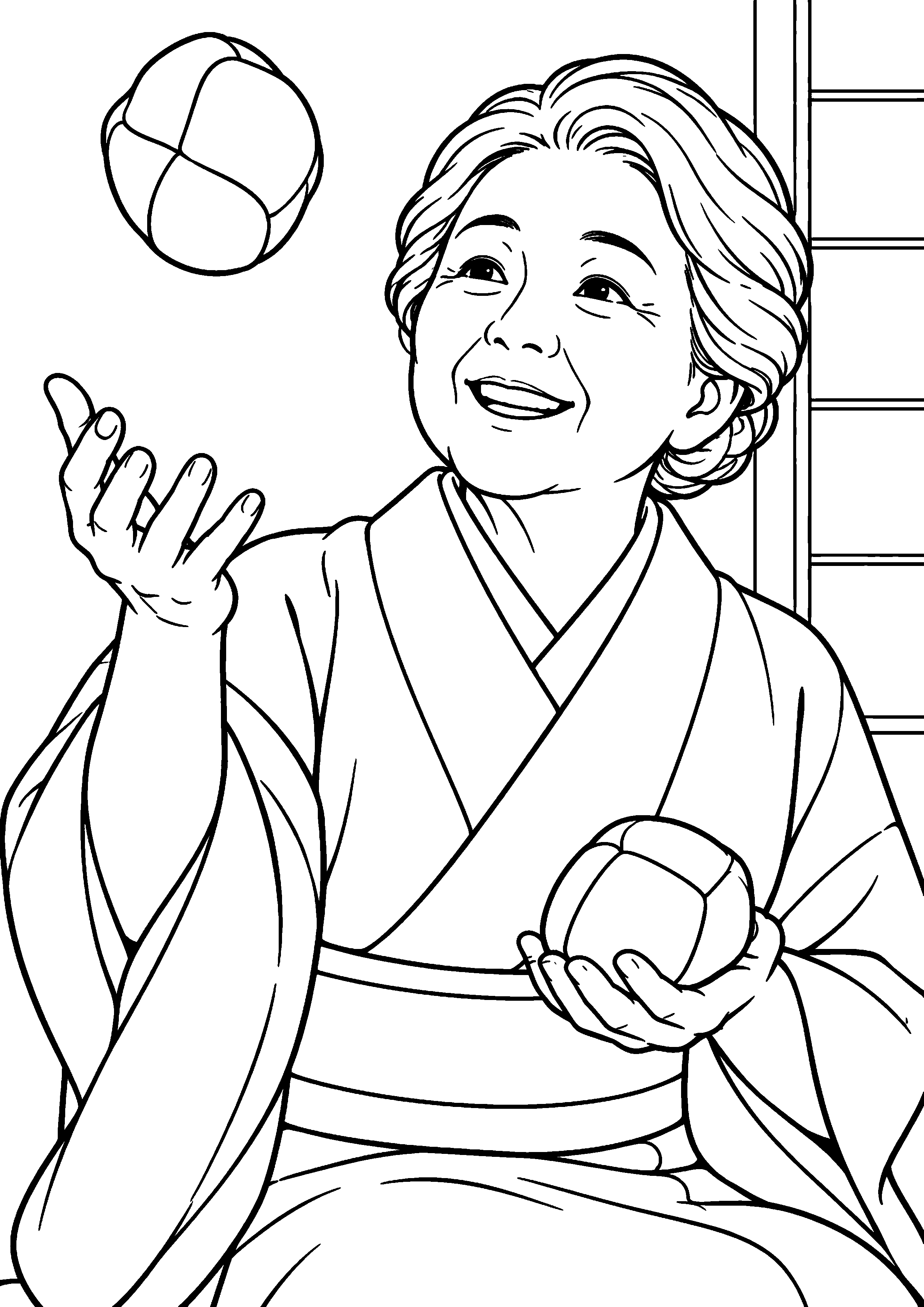 【昔の遊び】お手玉の塗り絵