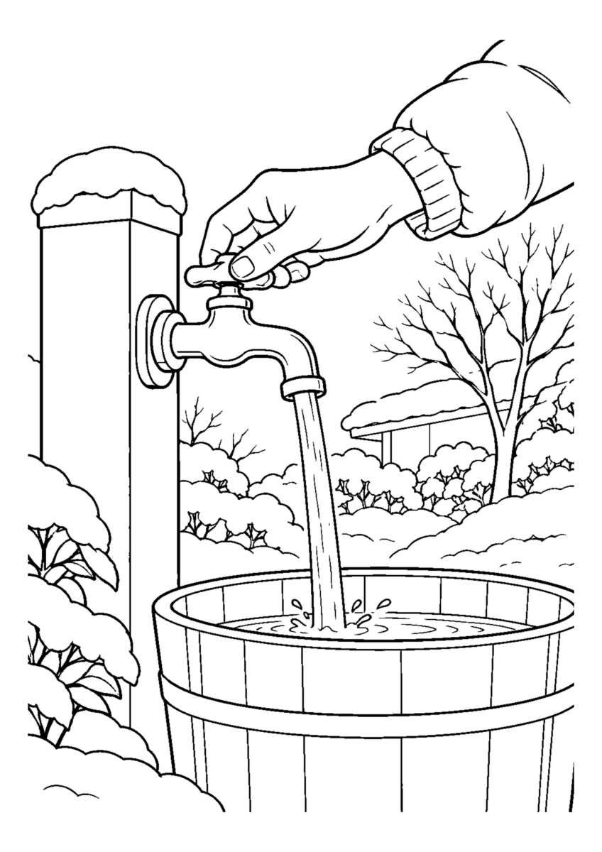 【１２月】凍結防止の水落としの塗り絵