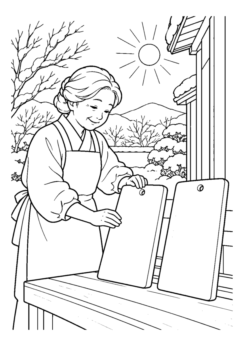 【１２月】まな板を干すの塗り絵