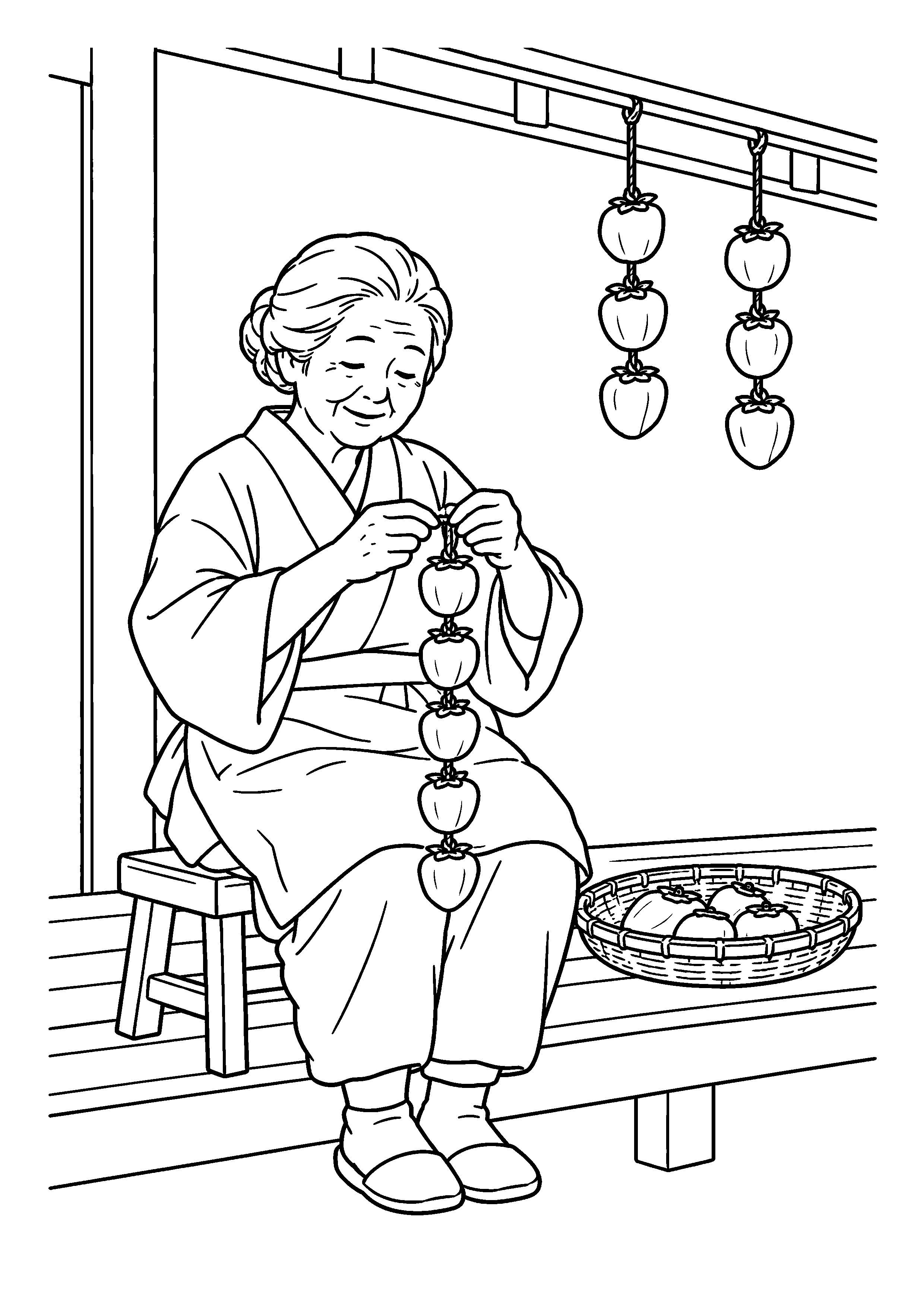 【11月】軒下の干し柿づくりの塗り絵