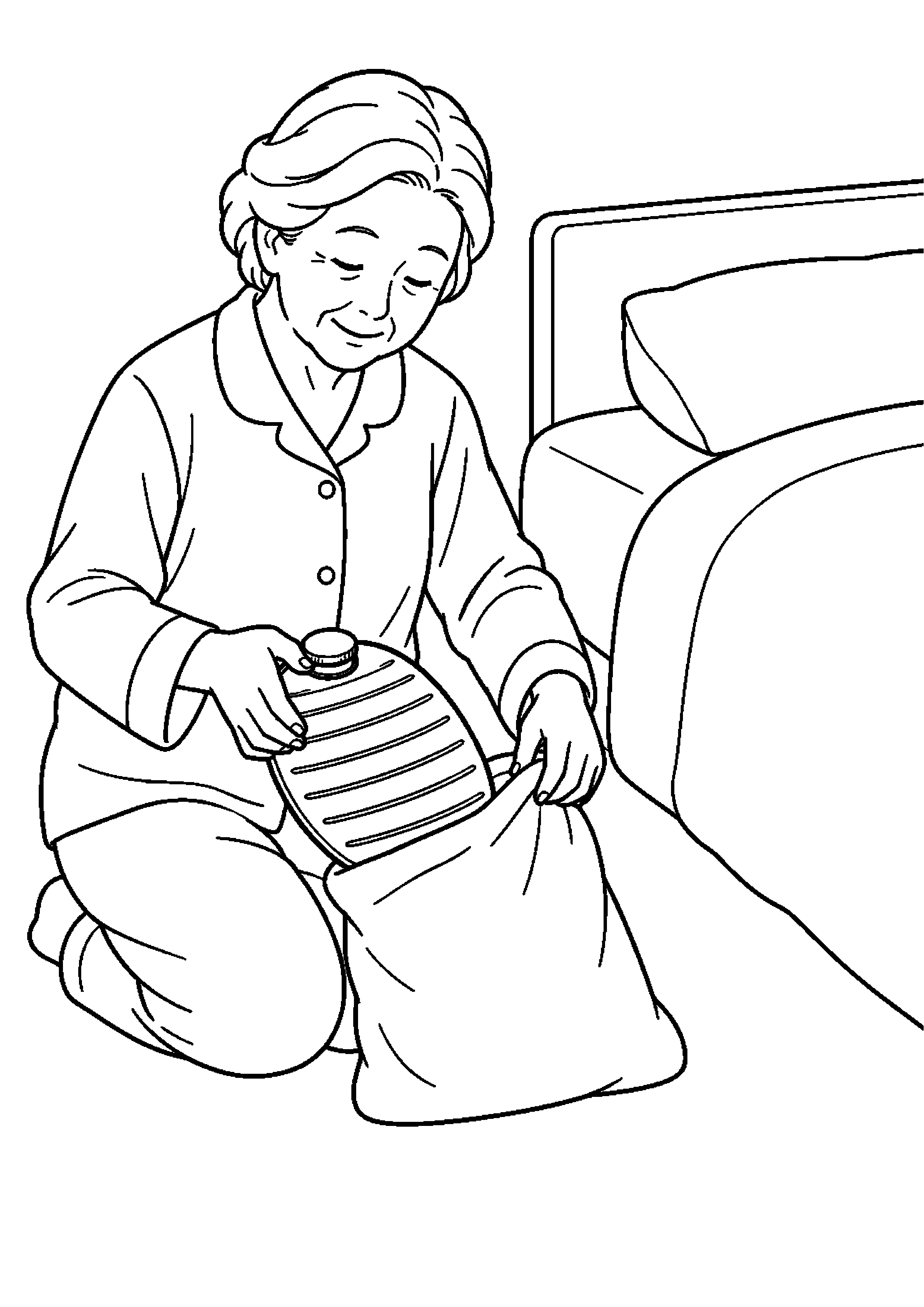 【１１月】湯たんぽを用意するの塗り絵