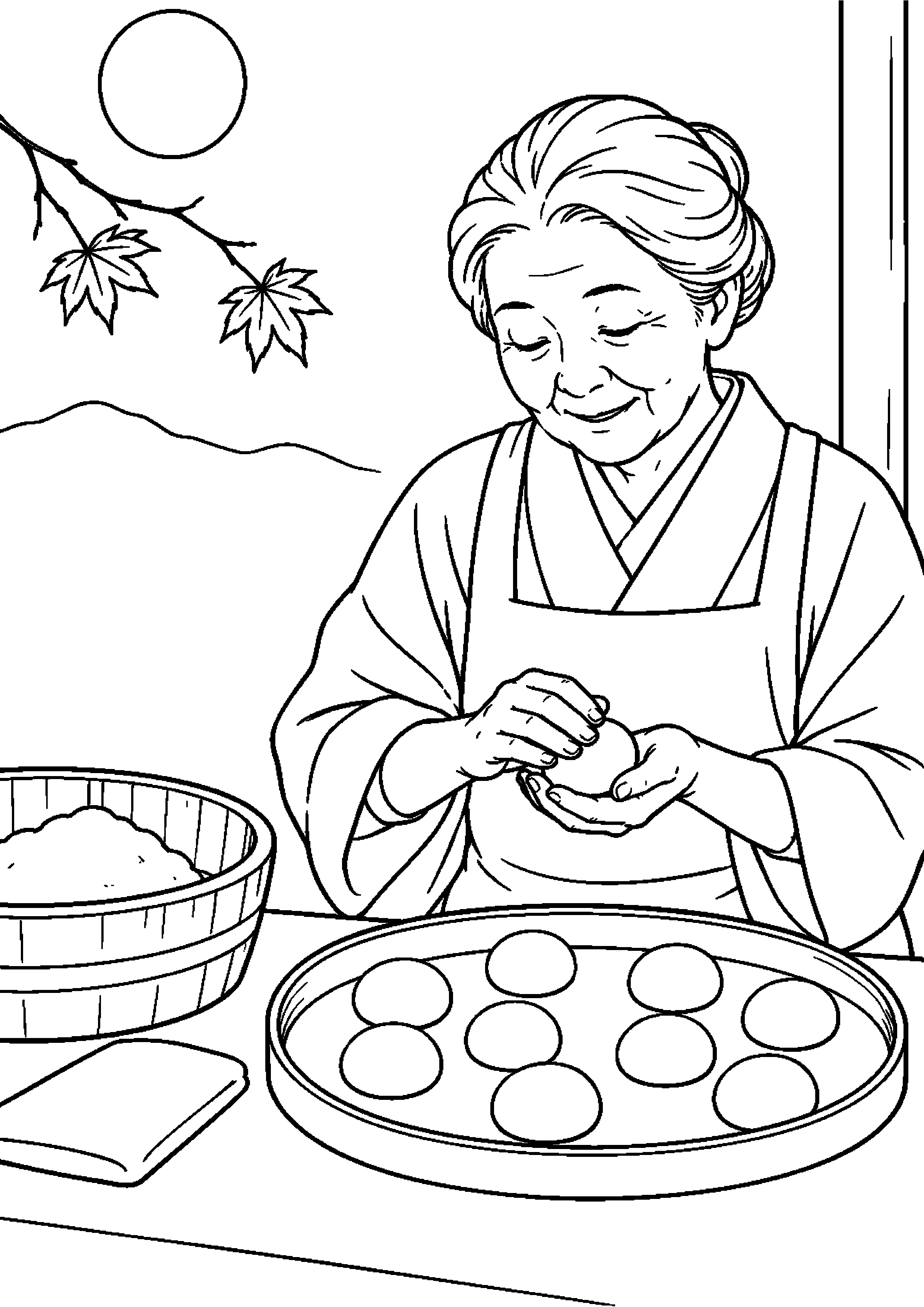 【１１月】亥の子餅づくりの塗り絵
