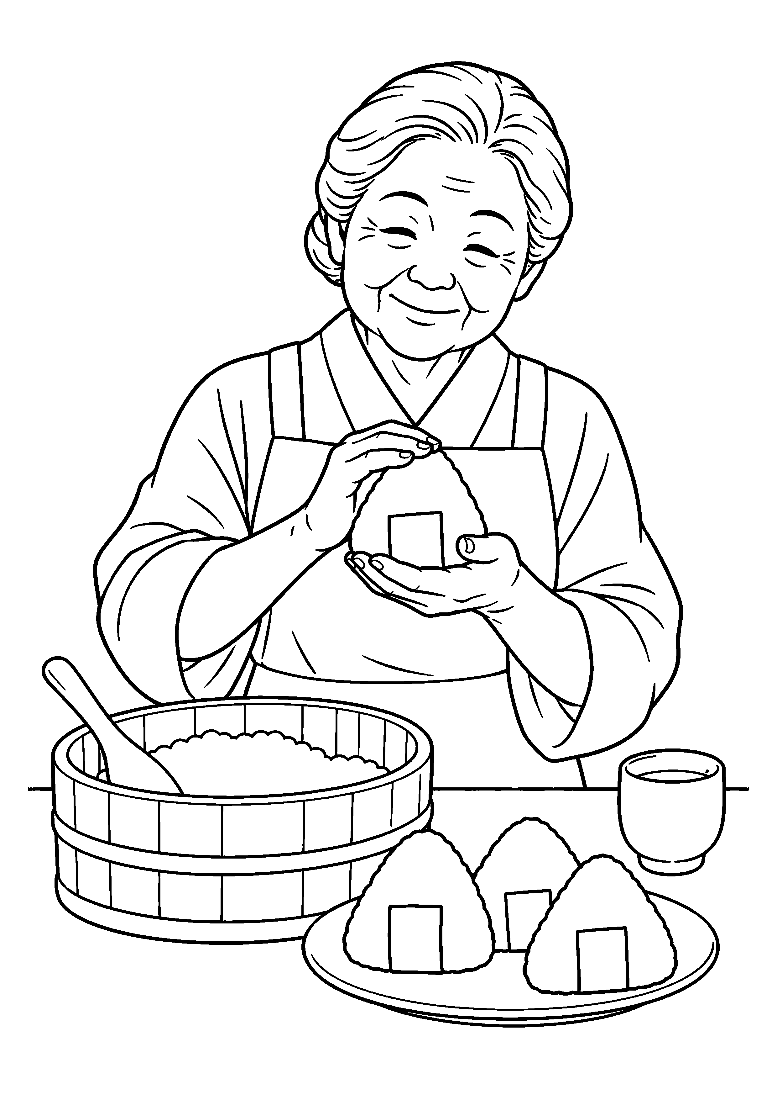 【11月】新米おにぎりの塗り絵