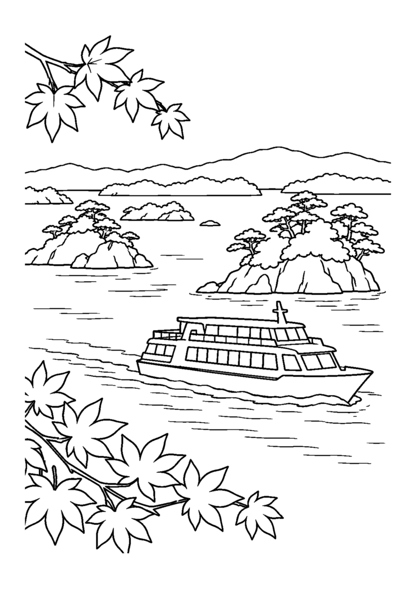 【観光地】松島遊覧の塗り絵