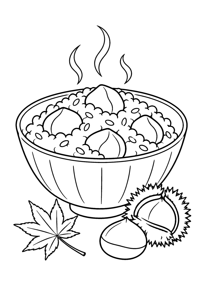 【１１月】栗ご飯の塗り絵