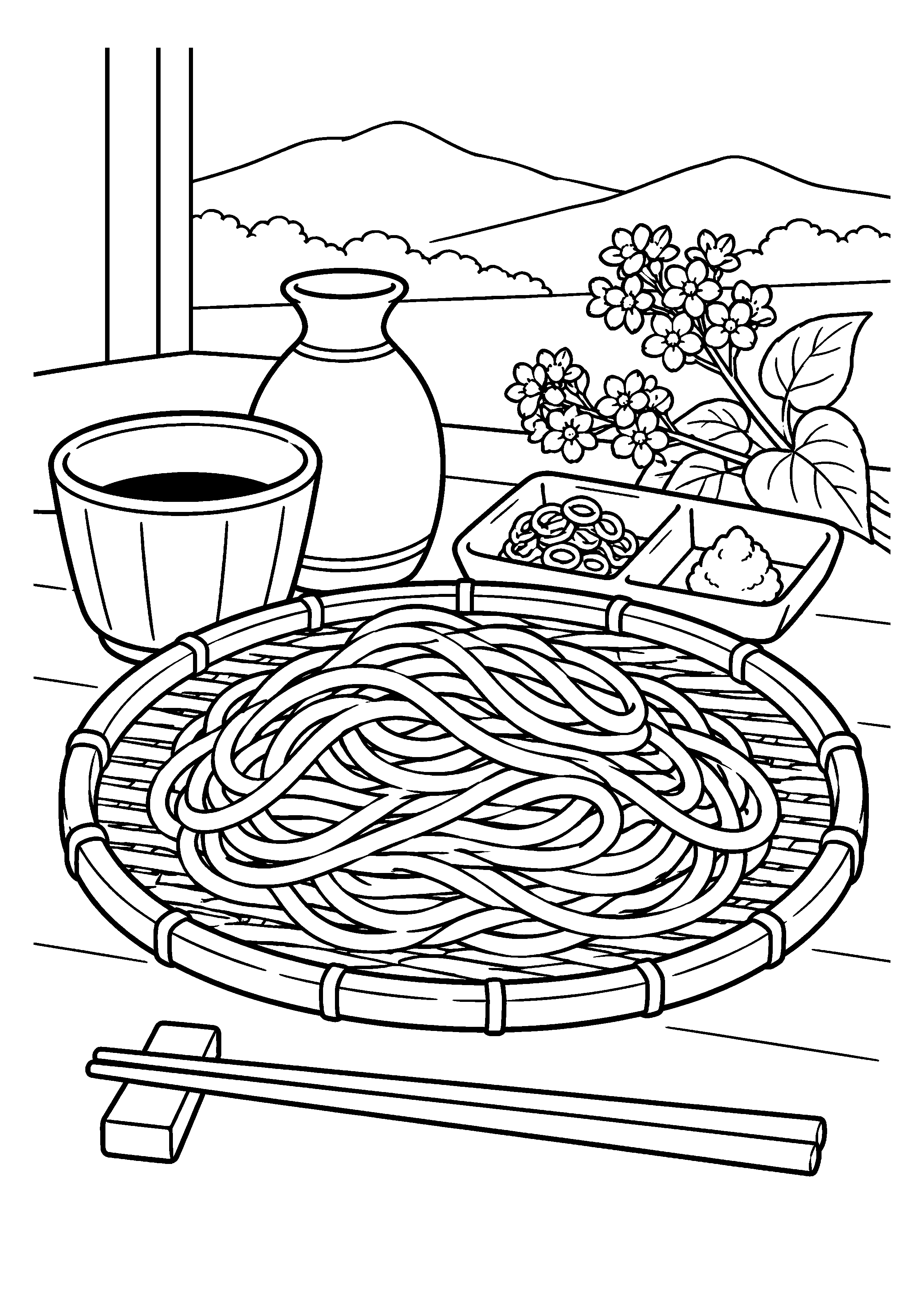 【１１月】新そばの塗り絵