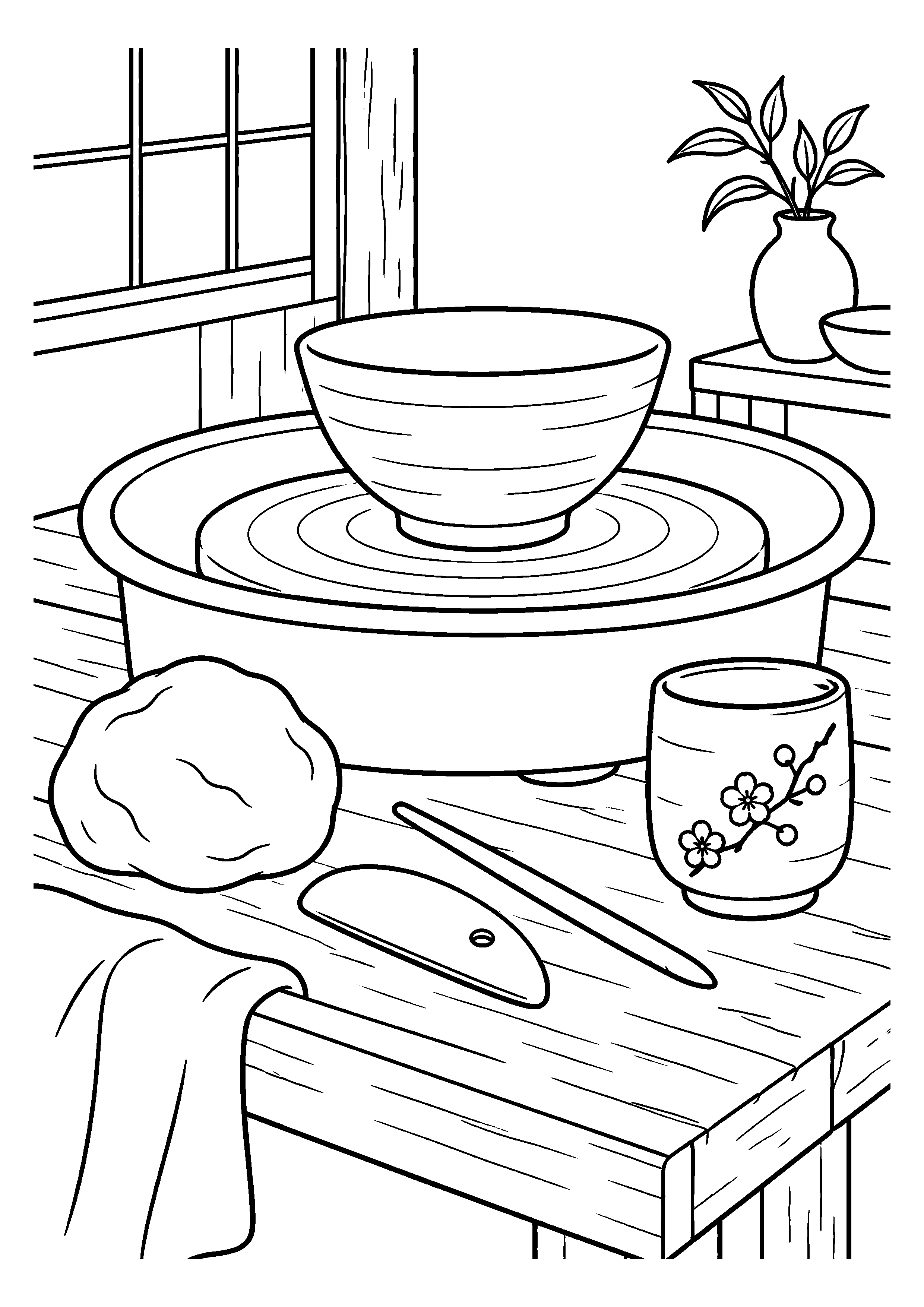 【１１月】陶芸教室の塗り絵