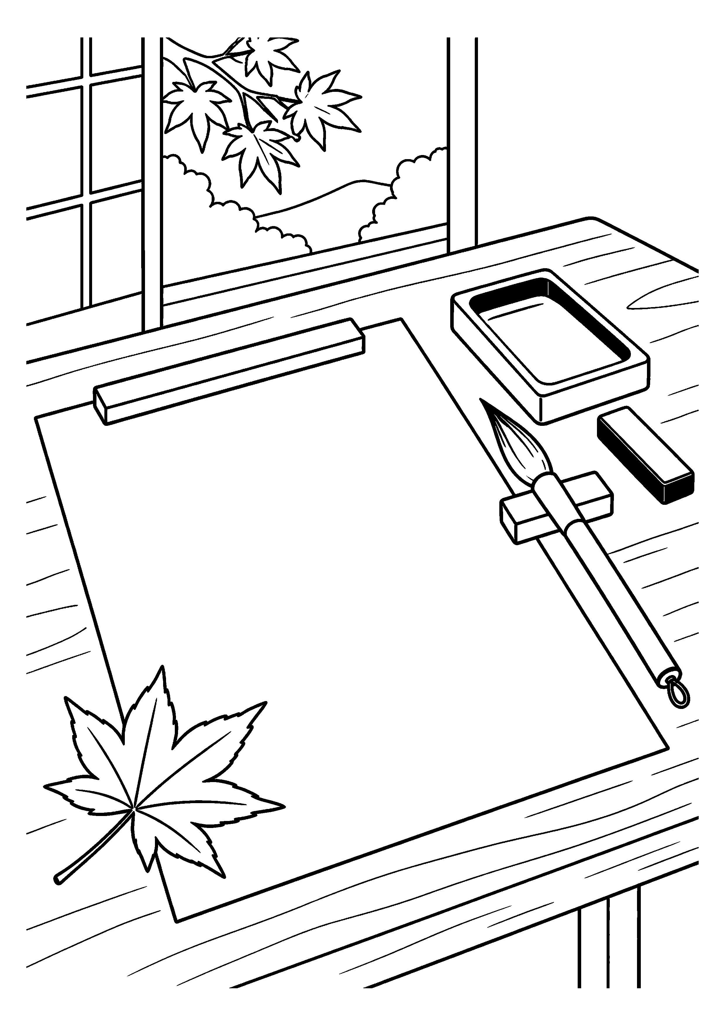 【１１月】書道の塗り絵
