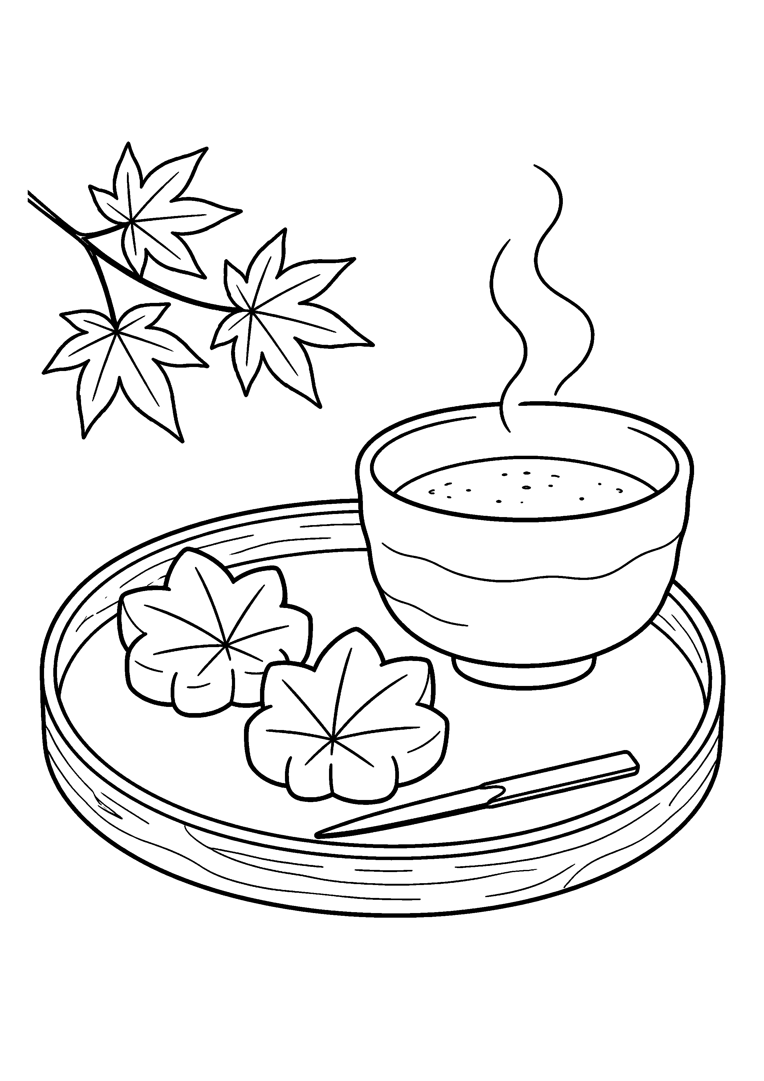 【11月】和菓子とお茶の塗り絵