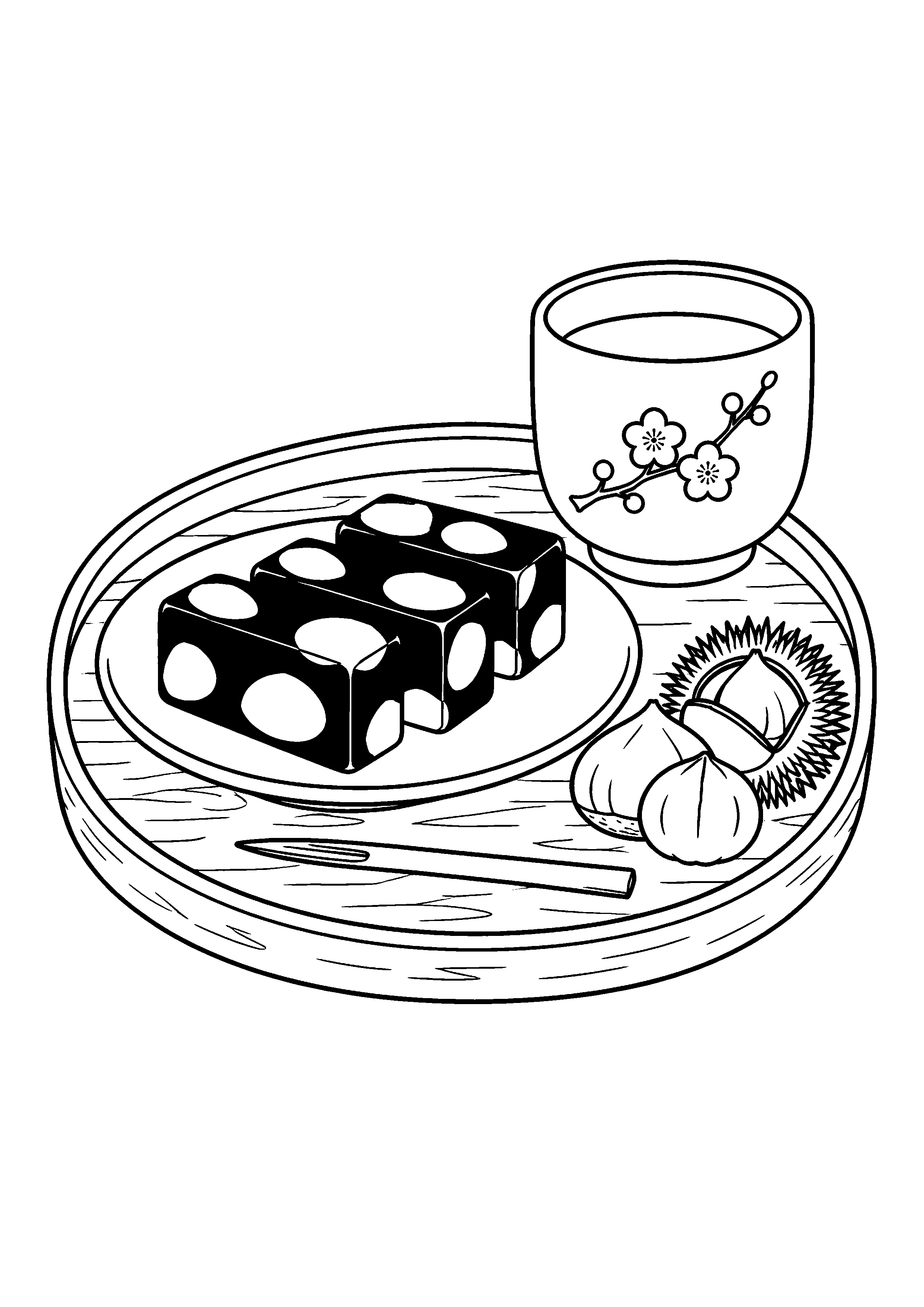 【１１月】栗羊羹の塗り絵