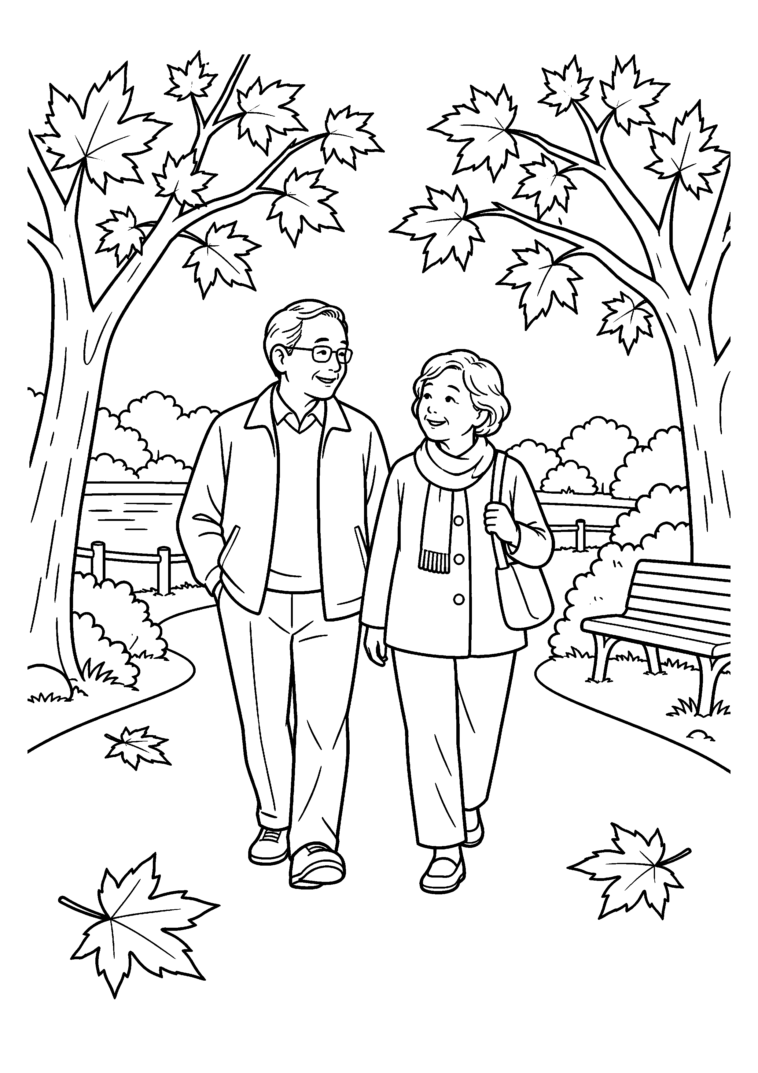【11月】紅葉公園散歩の塗り絵
