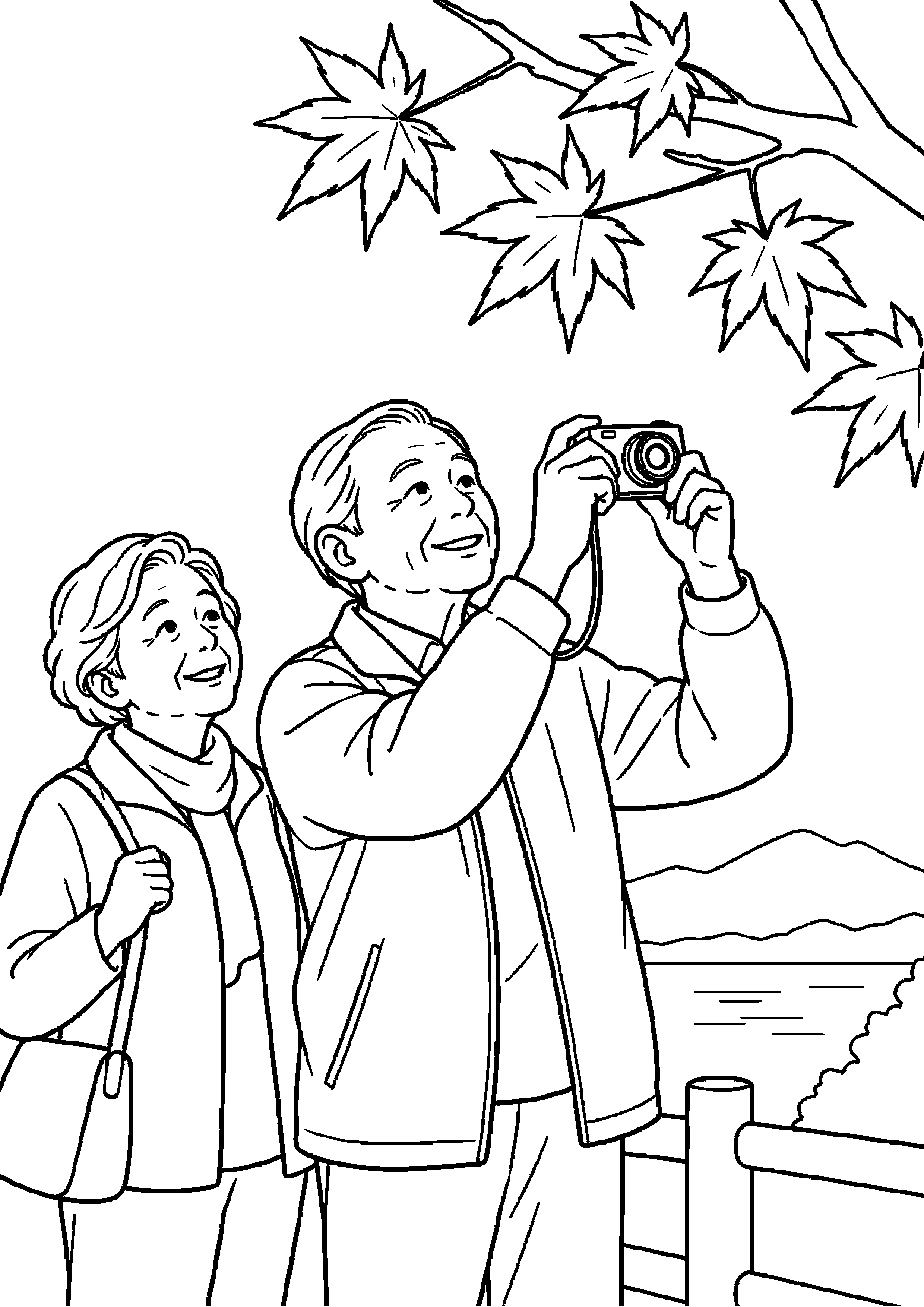 【11月】カエデを撮る秋の散策の塗り絵