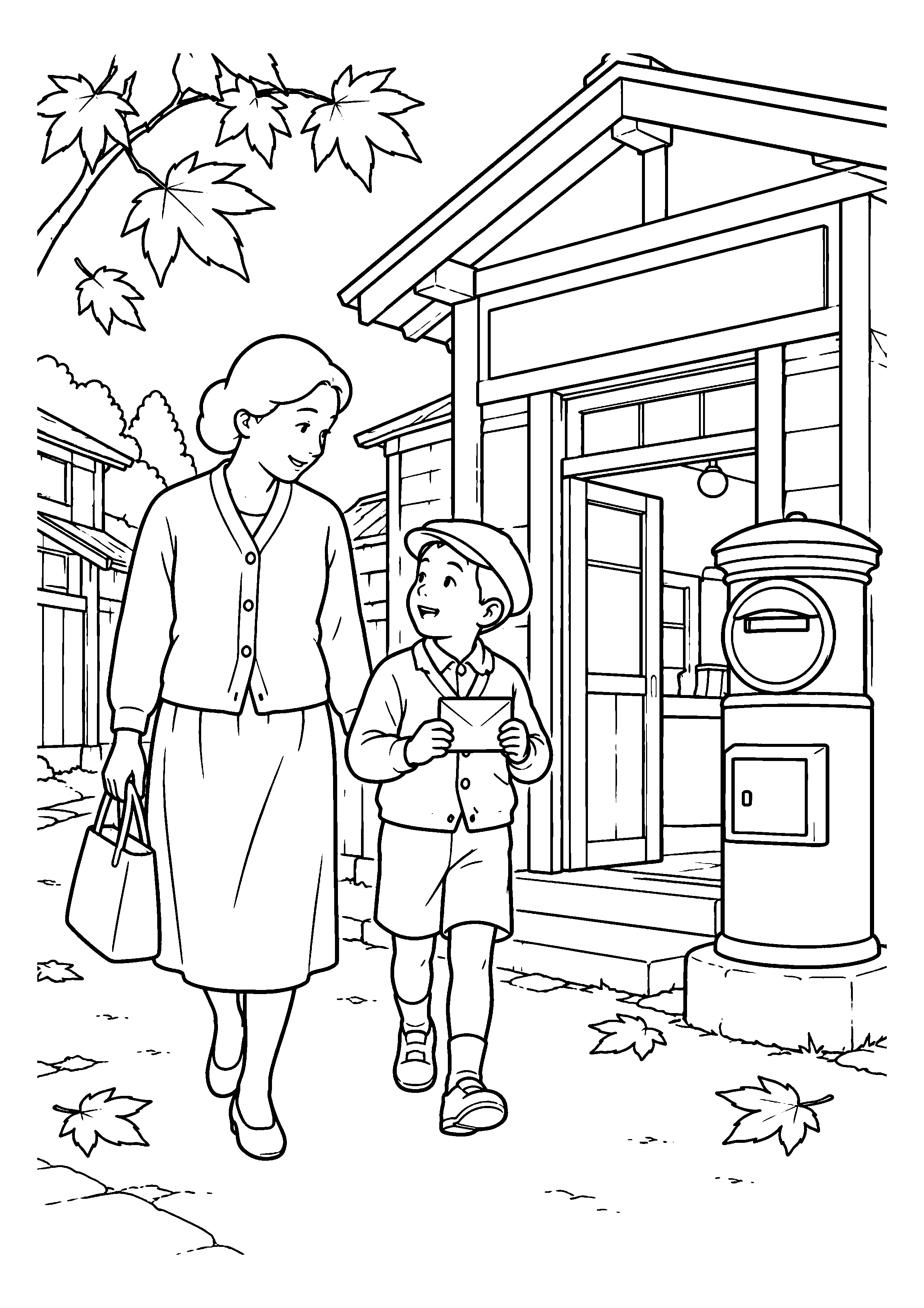 【１１月】郵便局までのお使いの塗り絵