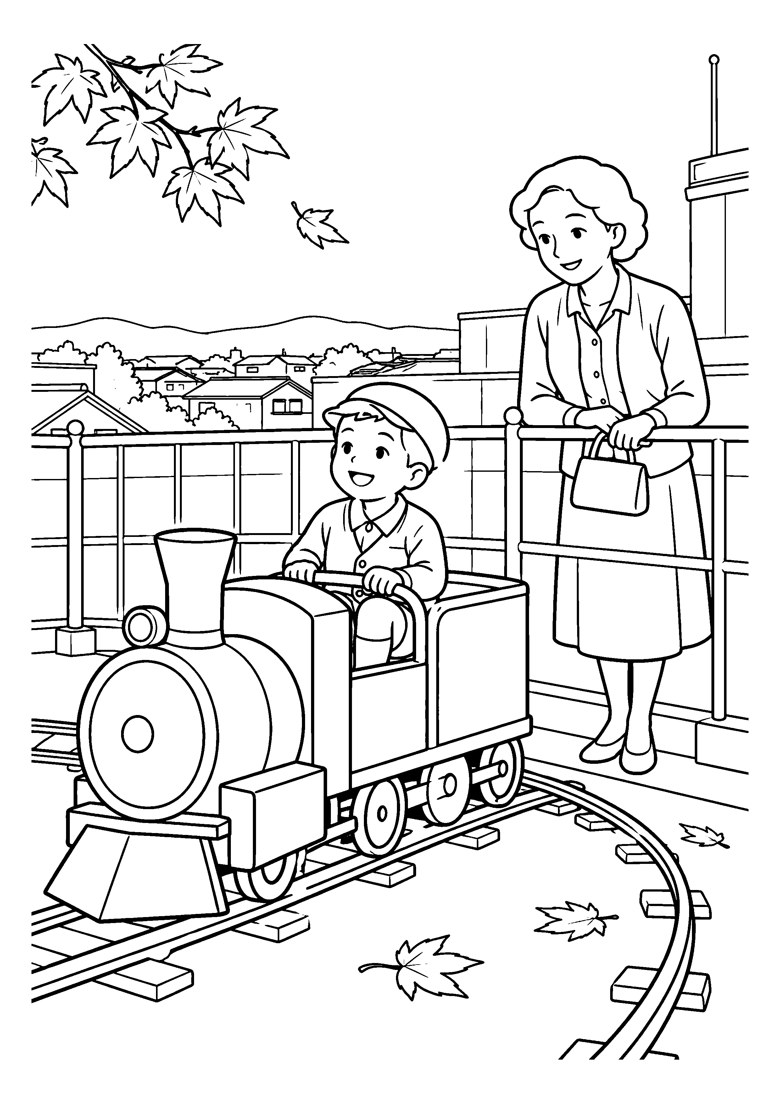 【１１月】デパート屋上の豆汽車の塗り絵
