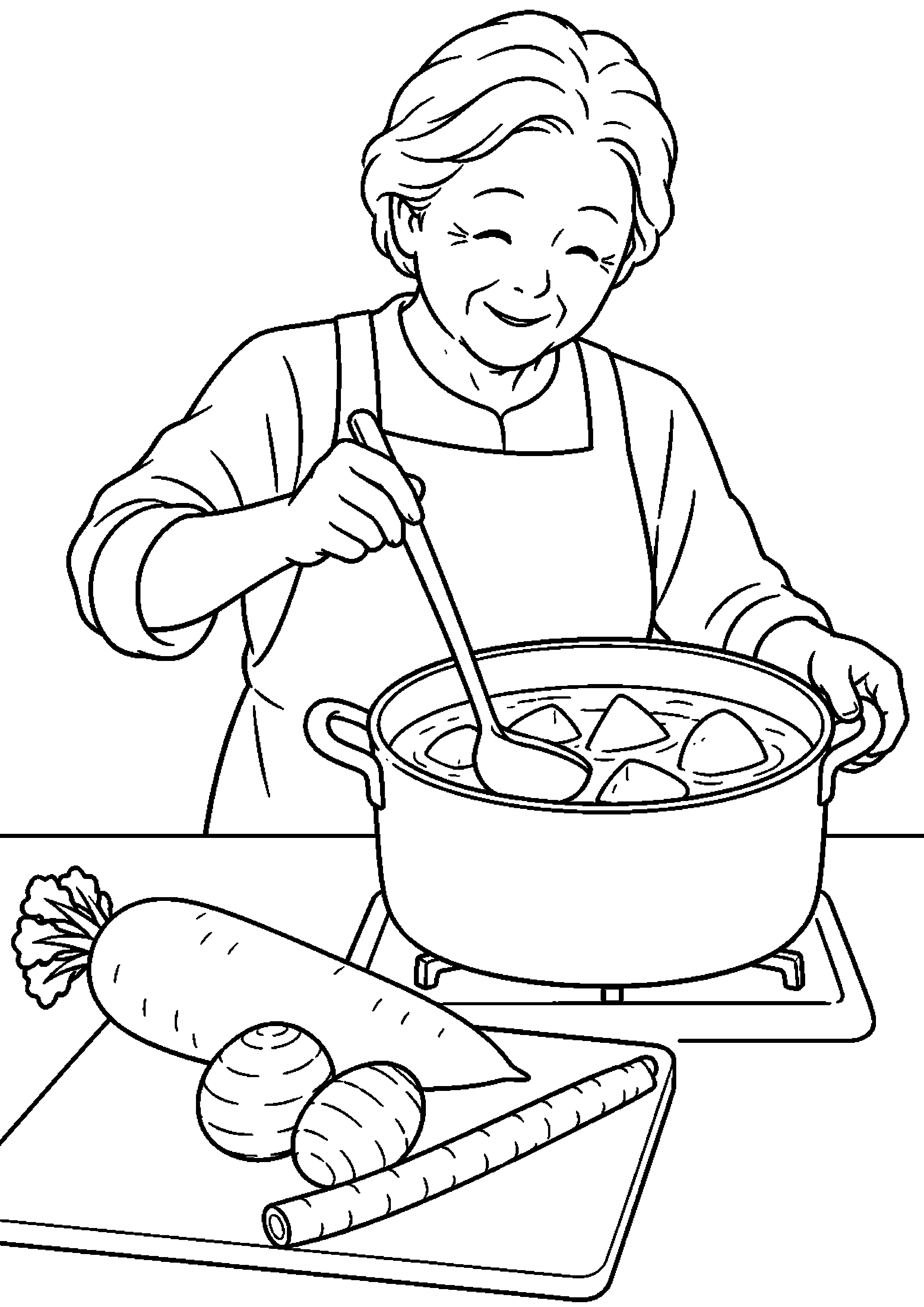 【１１月】根菜のけんちん汁の塗り絵