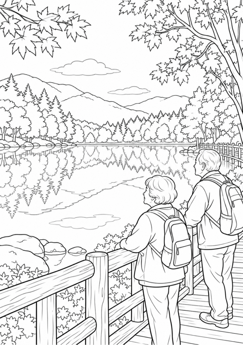 【10月】白駒池の秋の塗り絵