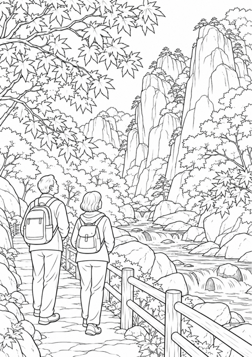 【10月】昇仙峡の紅葉の塗り絵