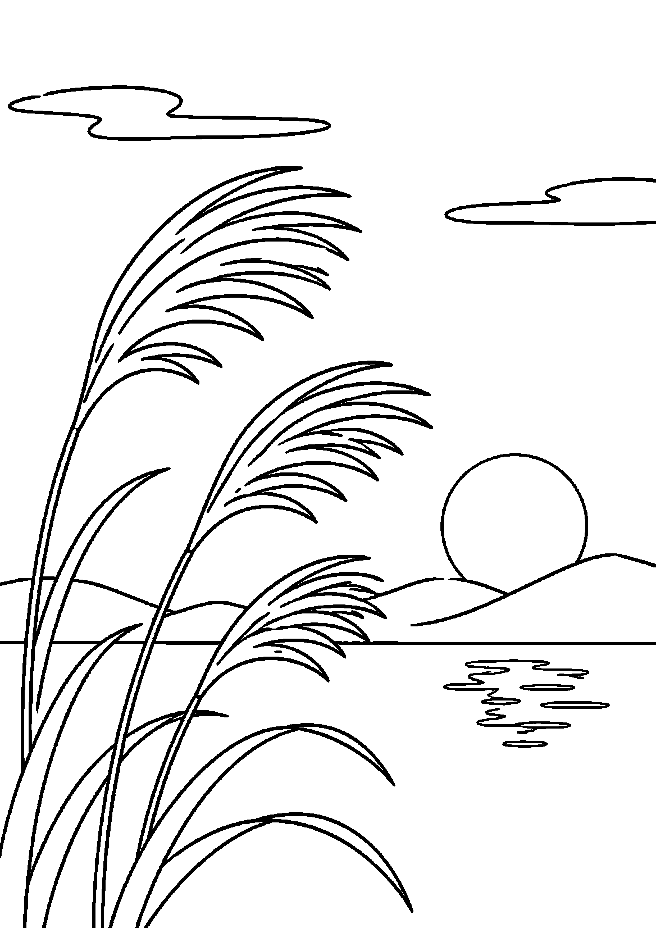 【11月】夕日に染まるすすき野の塗り絵