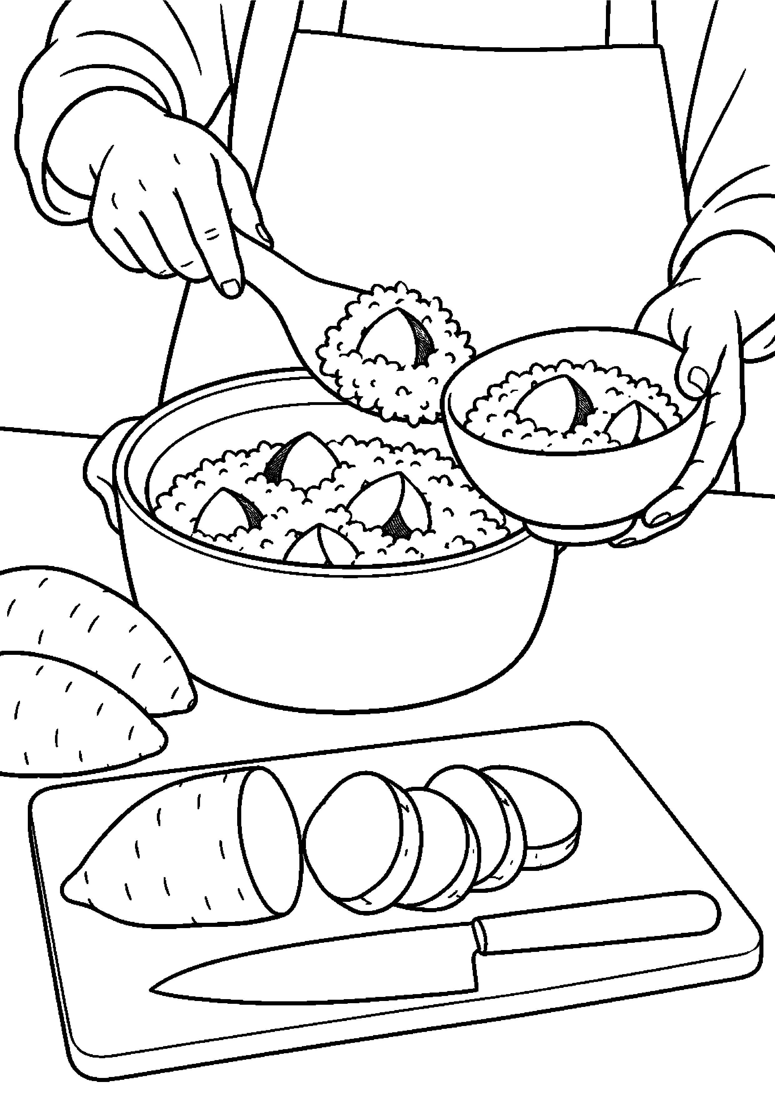 【１１月】さつまいもご飯の塗り絵