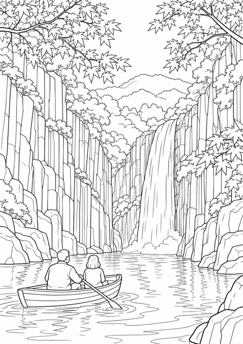 【10月】高千穂峡の秋の塗り絵