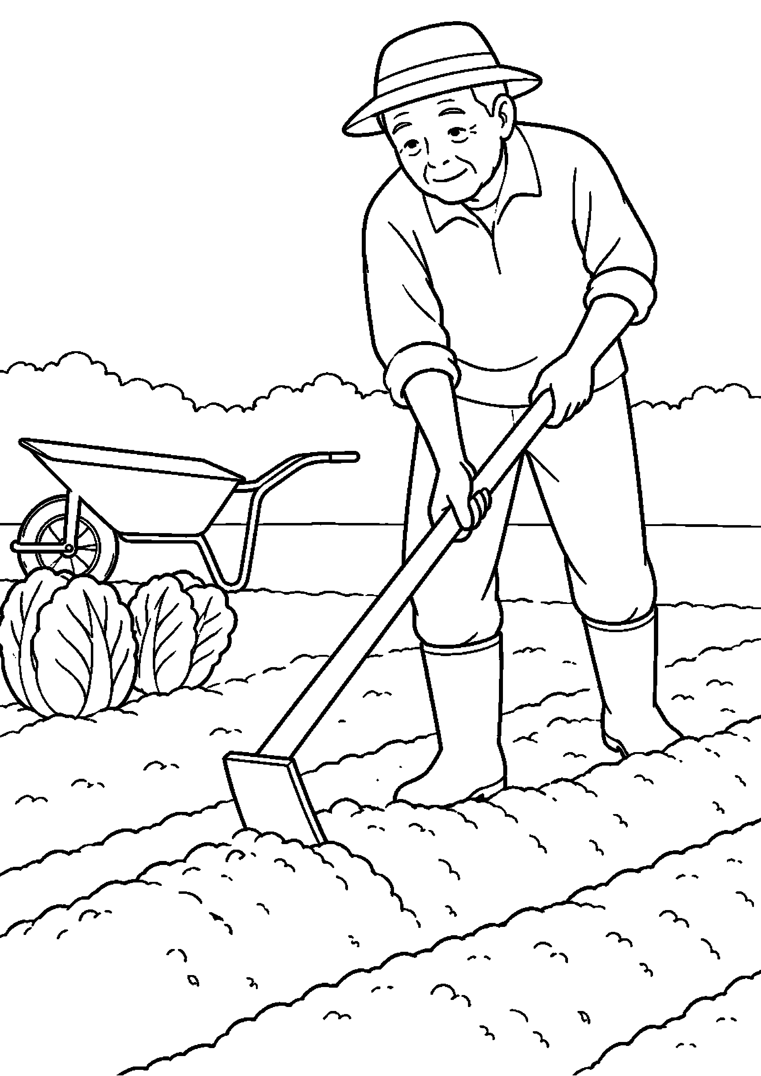 【１１月】冬野菜の畝づくりの塗り絵