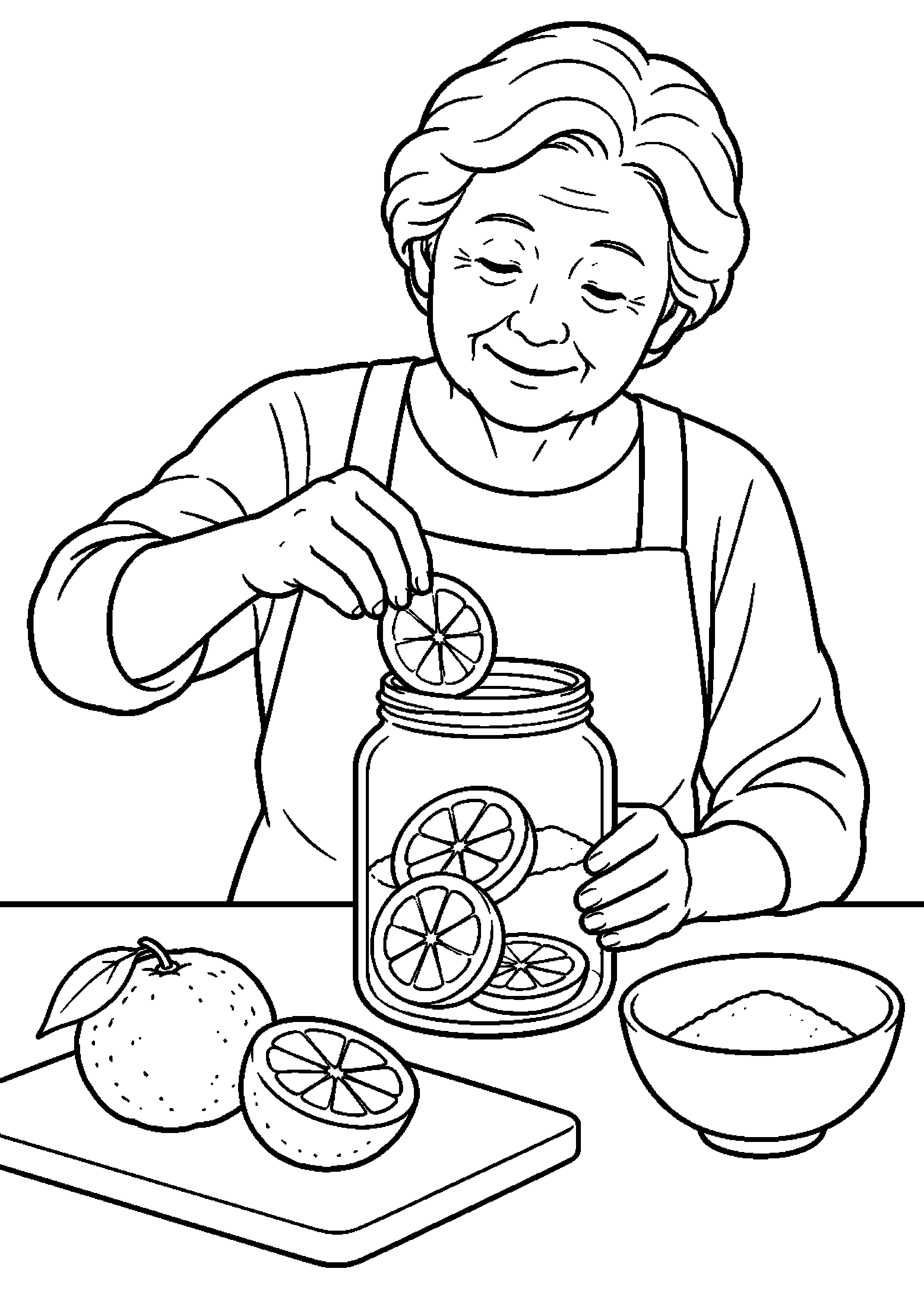 【１１月】ゆず茶の仕込みの塗り絵